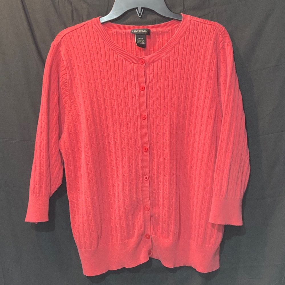 Lane Bryant Cable & Gauge Women's Coral Sweater 3/4 sleeves
